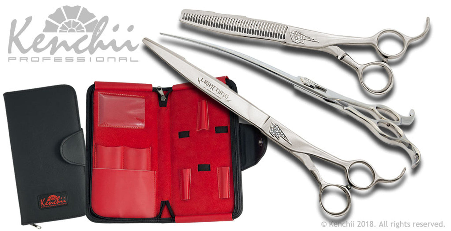 Kenchii Grooming - Jonathan David 8.5 Shear Set-Straight, Curved, Thinner, Case
