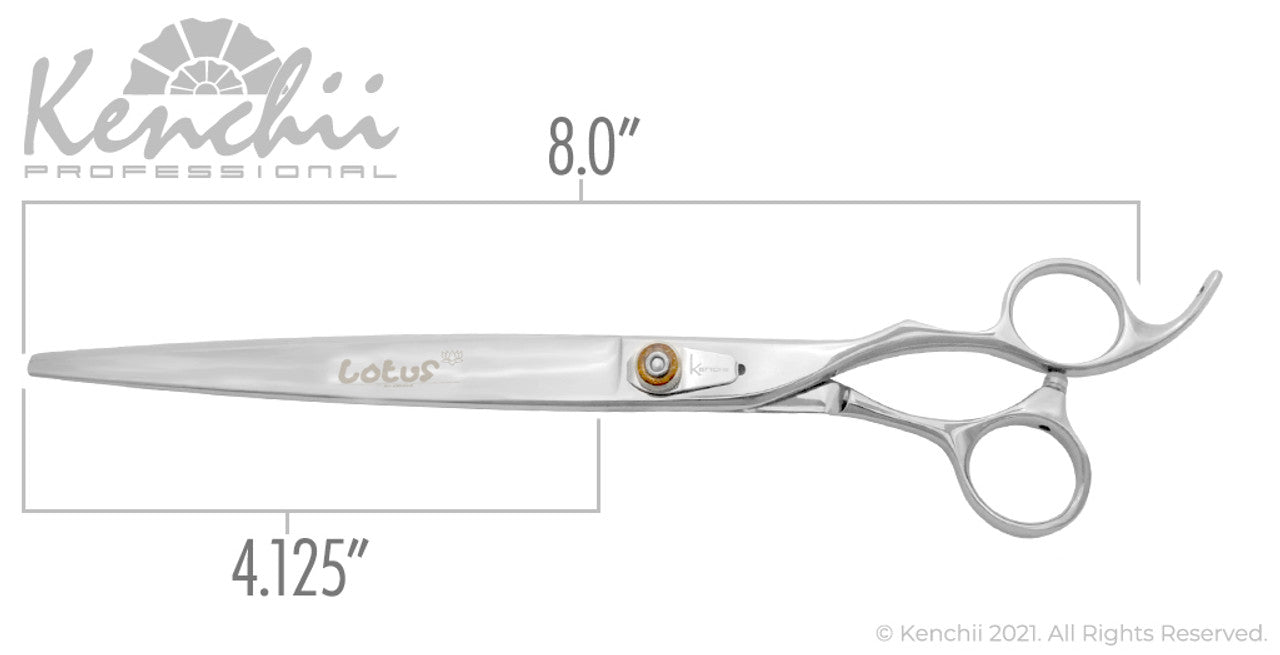 Kenchii Grooming - Lotus Offset Handle 8.0 Shears / Scissors Choose Straight or Curved