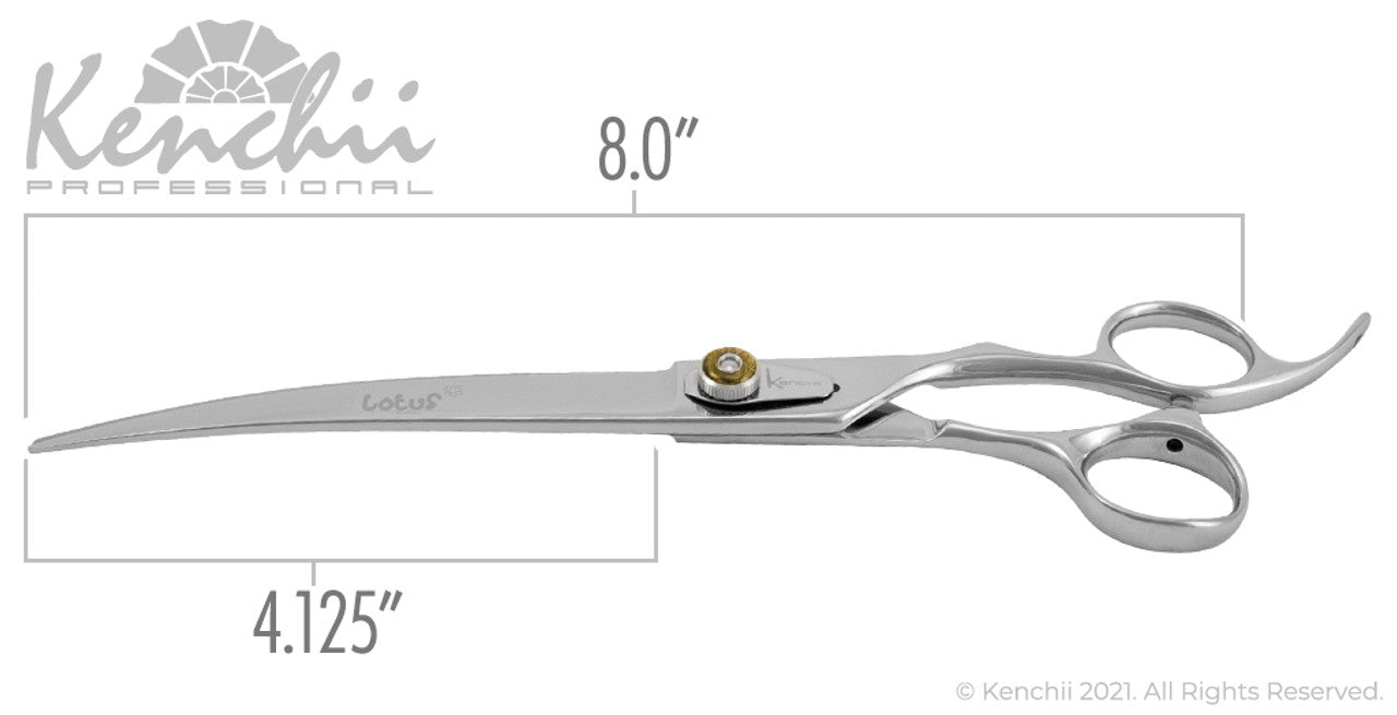 Kenchii Grooming - Lotus Offset Handle 8.0 Shears / Scissors Choose Straight or Curved