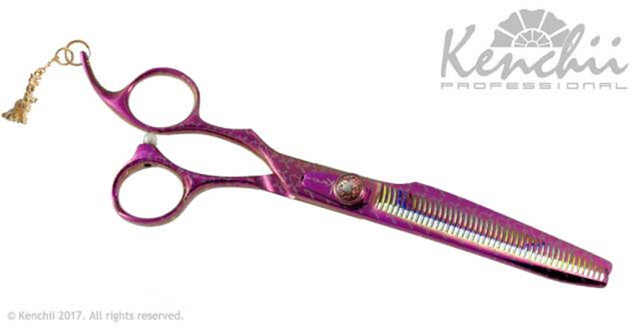 Kenchii Grooming - Lefty Pink Poodle Texture Shears - Choose 18 or 44 Teeth