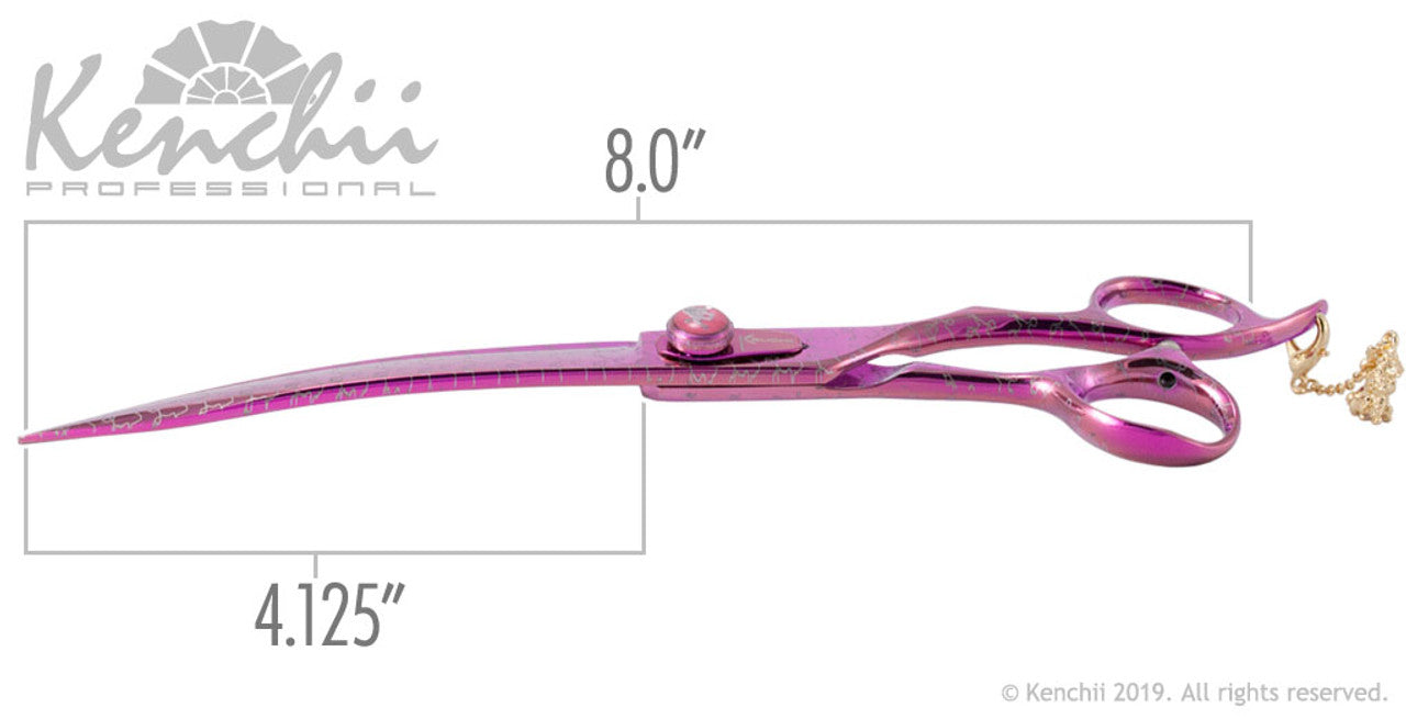 Kenchii Grooming - Pink Poodle 8.0 Shear Set-Straight, Curved, Thinner, Case