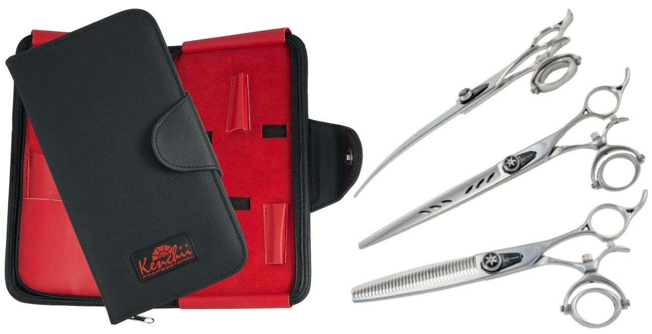 Kenchii Grooming - Shinboi Double Swivel Shear Sets - 3 or 4 Piece Sets - Choose Your Size Texturizer (21T or 36T)