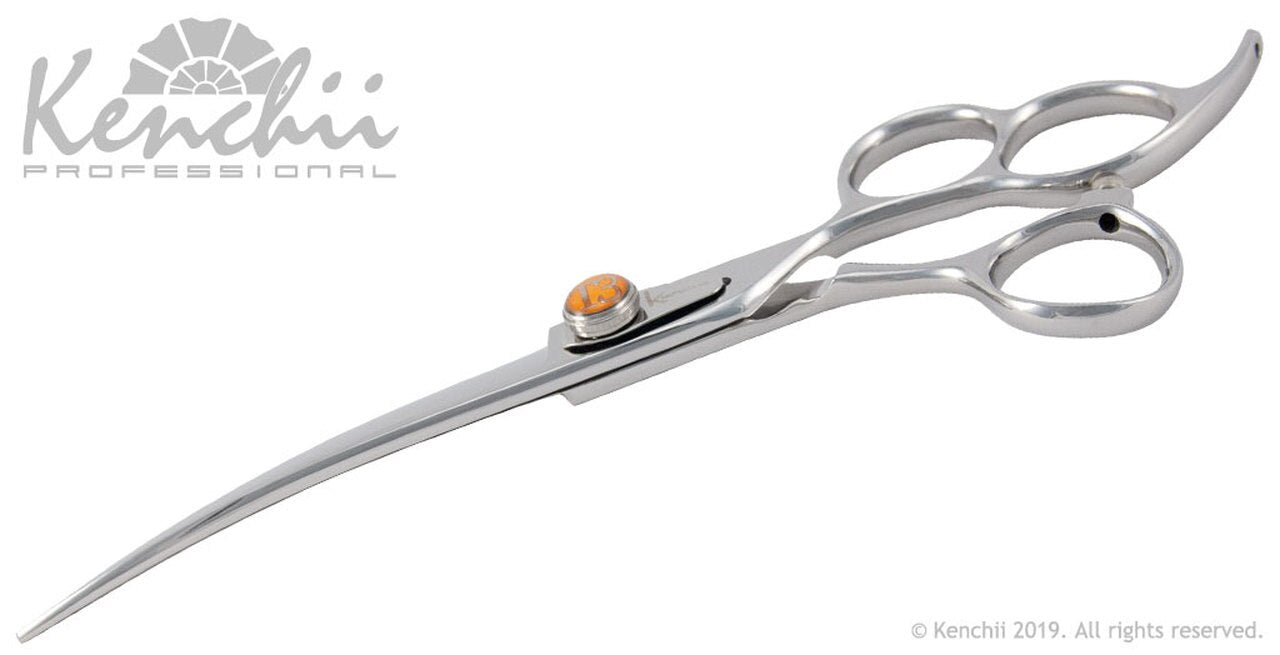 Kenchii Grooming - T3 Three Ring Handle Shears - Choose Straight or Curved and Your Size from 7.0 to 8.0