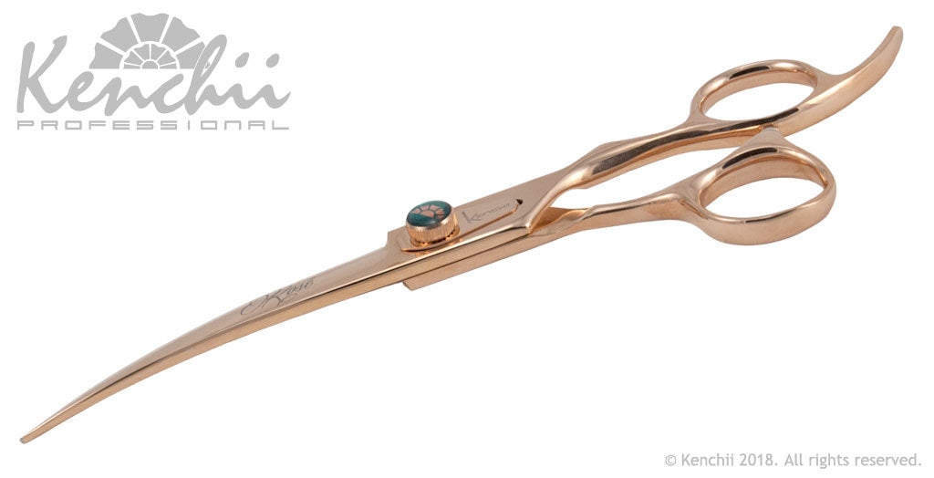 Kenchii Grooming - Rose Gold Shears - Choose Straight or Curved and Your Size from 7.0 to 8.0