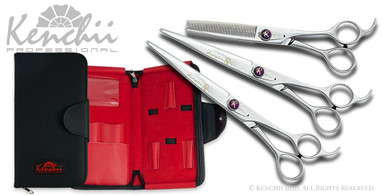Kenchii Grooming - Scorpion Shear Sets - 3 or 4 Piece Sets - Choose Your Size (7.0, 8.0, or 9.0)